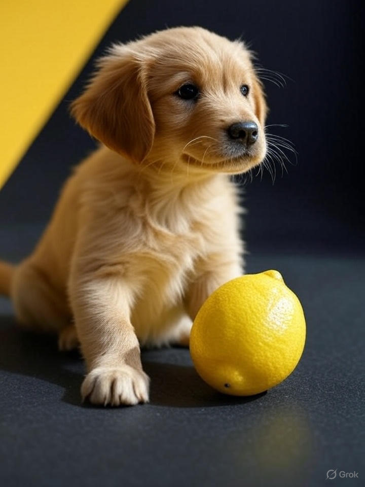 Dog with a lemon
